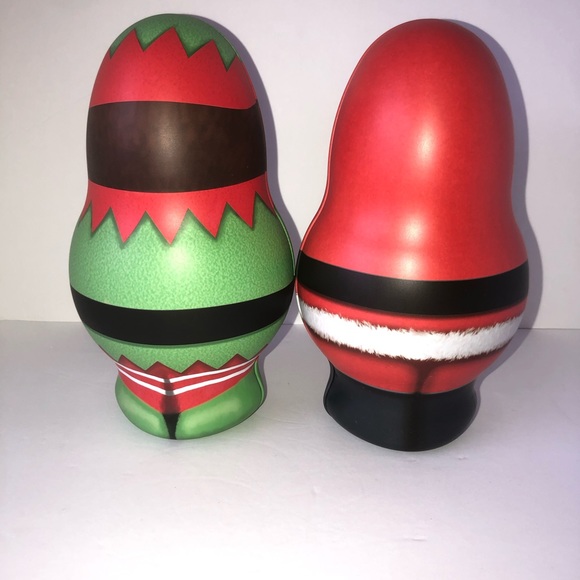 Elf Santa Christmas tin containers decorations - Picture 3 of 6